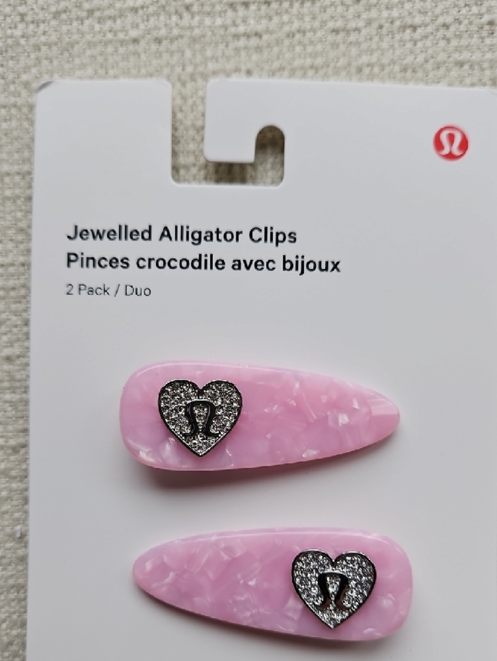 lululemon athletica Pink Jeweled Heart Alligator Clips - 2 Pack - Picture 10 of 10
